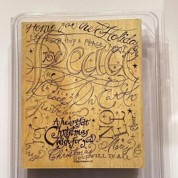 Holiday Print Stampin Up 2003 Rubber Stamp - Hope Peace Heartfelt Christmas 629 - Picture 2 of 13
